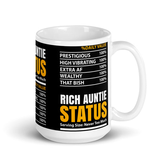 RICH AUNTIE STATUS NUTRITION FACTS MUG